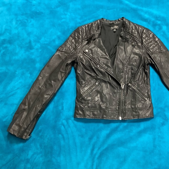 Topshop Faux Leather Cropped Jacket - Picture 2 of 11